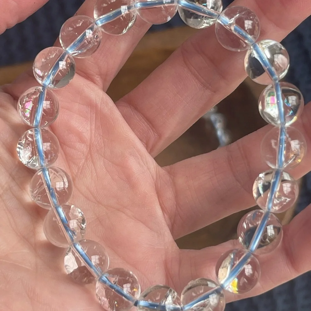 Clear Quartz Beaded Bracelet - 10.5mm bead 7.5” bracelet - Picture 3 of 3